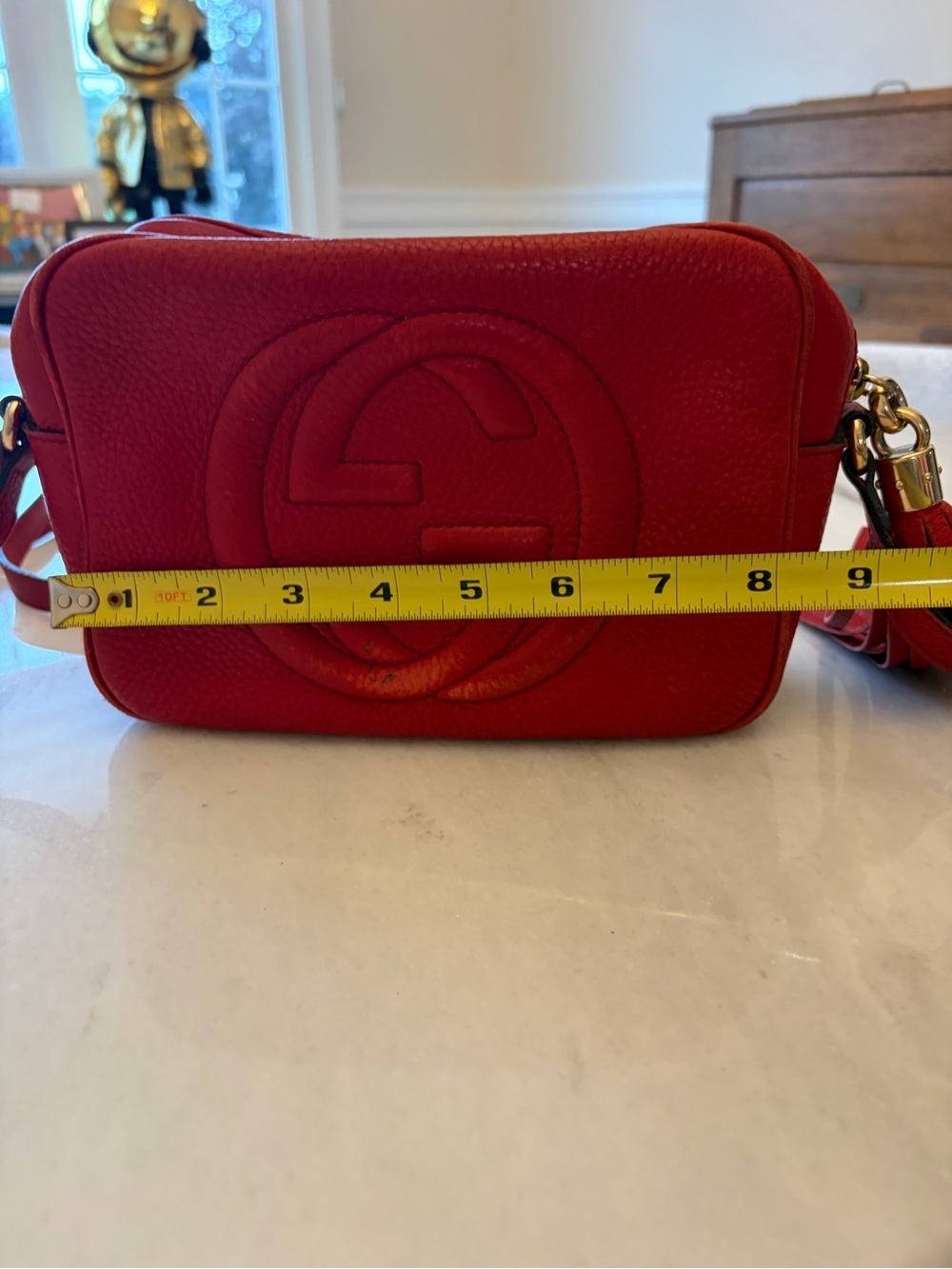Gucci Red Pebbled Leather Crossbody with Tassel - Picture 8 of 12